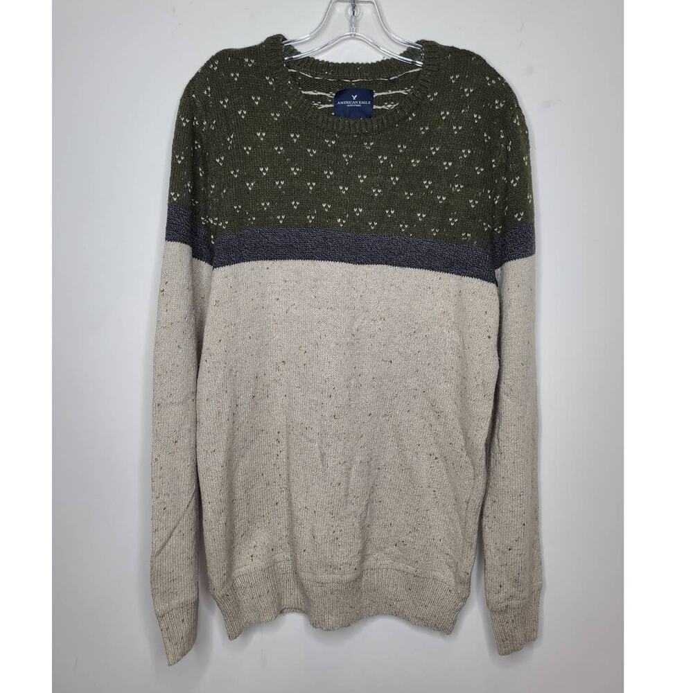 NWT American Eagle green tan cotton wool blend sweater - medium tall / MT